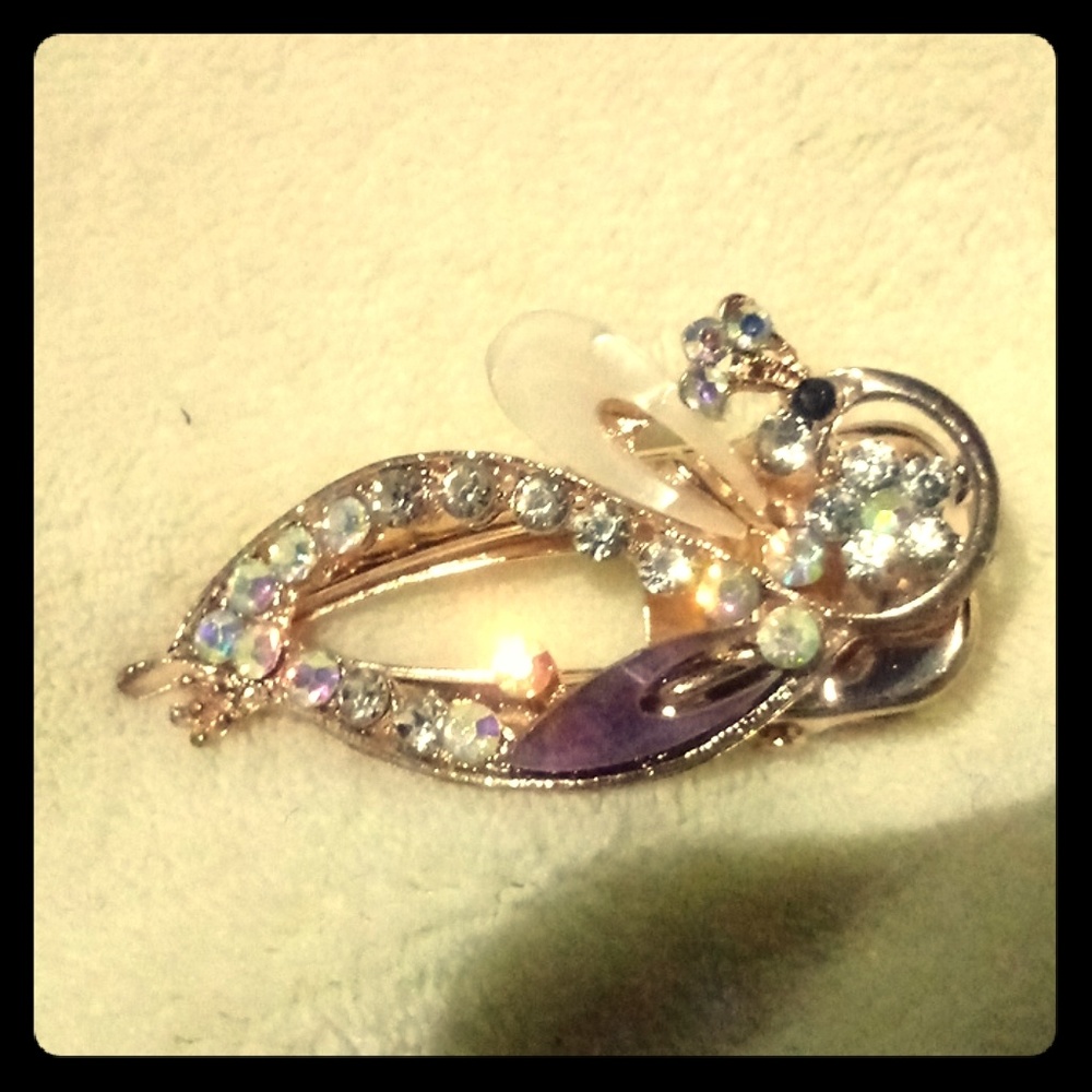 Jeweled peacock hair clip